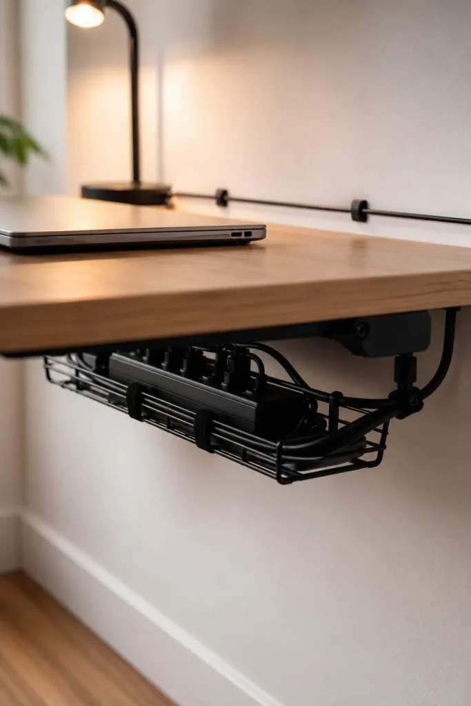 Clean cable management setup for organized and clutter-free home office