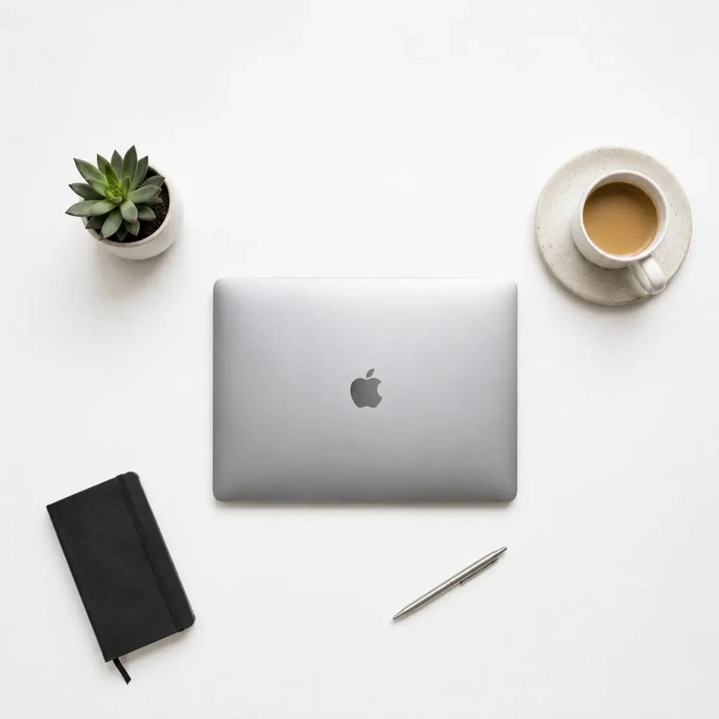 Minimalist desk setup with clean workspace and modern office accessories