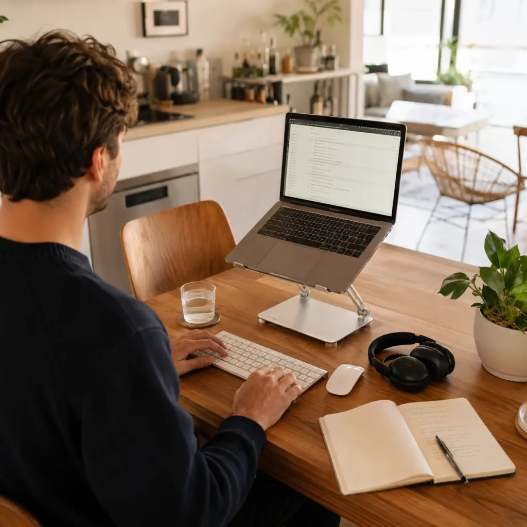 Portable laptop workstation for flexible remote work in small spaces